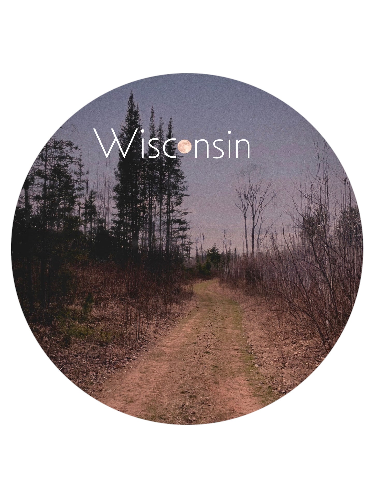 Wisconsin Forest Landscape Sweatshirt – Stunning Purple Sunset & Full Moon Design