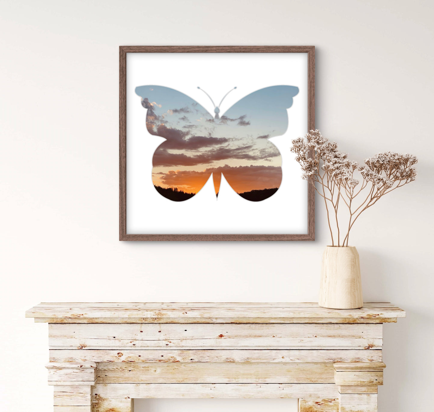 “Butterfly Sunset” by 8ShedRow Classic Matte Paper Wooden Framed Poster